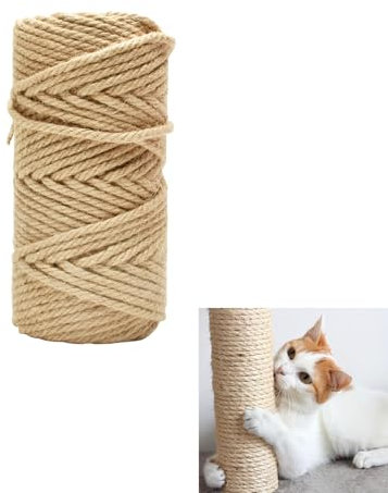 Corda di Juta,Corda Tiragraffi per Gatti 50 m x 6mm Corda Juta Naturale,Corda di Sisal per Raschietto Gatto,Corda per Graffio Gatto per Graffio Gatto Giardino Bundling,Decorazione Artigianale