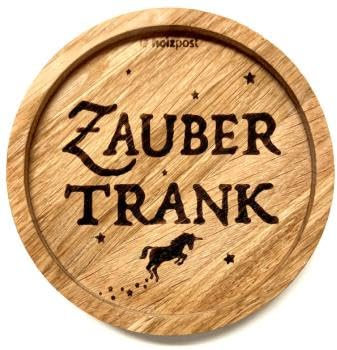 Holzuntersetzer mit Spruch - Zaubertrank | holzpost | Untersetzer für Gläser | Holzuntersetzer mit Gravur | Untersetzer aus Eiche
