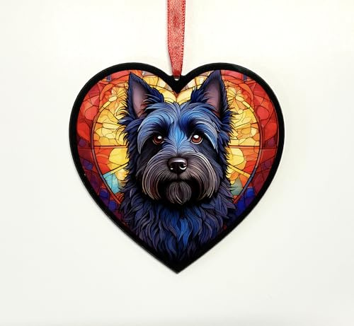 Cairn Terrier Black Heart Suncatcher - Memorial or Gift for Dog Lovers - 19cm