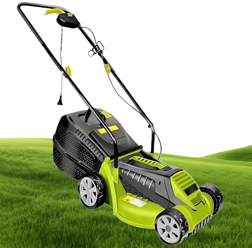 Spazzatrice per prato a spinta da 13 pollici, decespugliatore elettrico con cavo, ruote in gomma resistenti e altezza di taglio regolabile, tosaerba leggero a spinta, per giardino, prato, campo da c