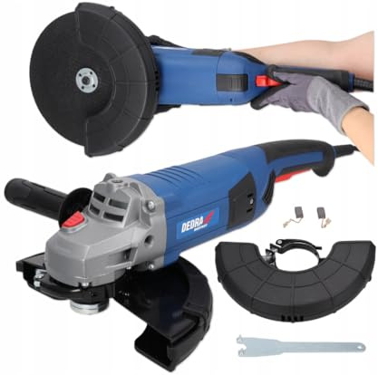 DEDRA Meuleuse d'Angle Professionnelle 230 mm (DED7937) – Disque XXL, Puissance 2100W – Ponceuse Découpeuse pour Métal, Béton, Maçonnerie – Carter Robuste, Poignée Anti-Vibration