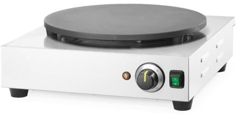 MBH - Crepera profesional eléctrica de acero inoxidable para hostelería. Máquina de crepes industrial con placa de hierro fundido de Ø 40 cm.