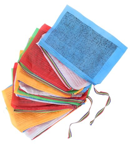 Mikikit Drapeaux De Prière Multicolores 28x35 Cm Toile Satinée 20 Pièces Extérieur Contemplation Décoration Jardin