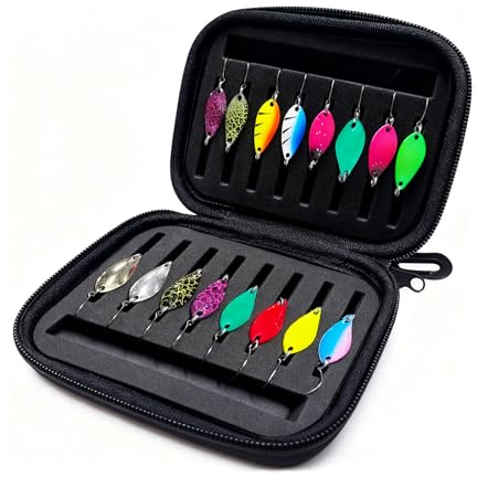16 Stück Forellen Spoon Sets, 2,5g/3,5g/5g Angelzubehör, mit Aufbewahrungsbox, Künstlicher Köder mit Rotierendem Blinker, Geeignet für Süßwasser