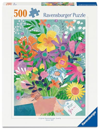 Ravensburger Puzzle 12001795 - Blumen für Dich - wunderschöner Blumenstrauß aus 500 Puzzleteilen, für Erwachsene und Kinder ab 12 Jahren