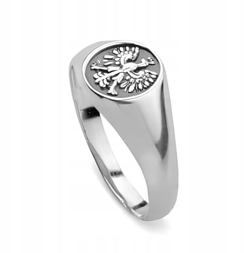 Ulex Premium 925 Sterling Silber Ringe Herren Siegelring patriotischer Ring mit poliertem Silber und polnischem Adler Symbol edler Männer Schmuck Größe 59