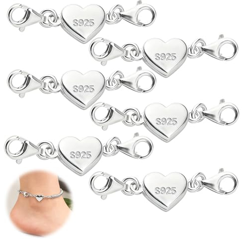 Ruvan 6 Piezas Cierres Para Collares, Cierres Magnéticos Para Collar Con En Forma De Corazón, Para Hacer Joyas De Bricolaje Pulsera Collares, Plata