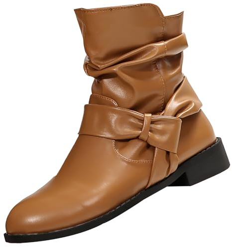 Générique Plattformsstövlar dam rund tå ankelstövlar dam platta vinterstövlar mocka stövlar slouchy veckad boot varm ledig sko mångsidig enfärgad stövel stövel, Leveransen omfattar:, 39 EU