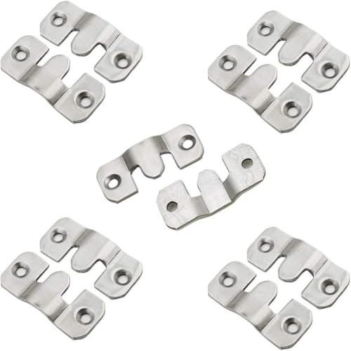 Gettimore Stainless Steel Hanging Bracket for Mirror Frame, Iron Mounting Fastener with Single or Double Hole, 44-54 cm, Silver and Black, Modern Minimalist Design, Easy Installation with Screws Inclu