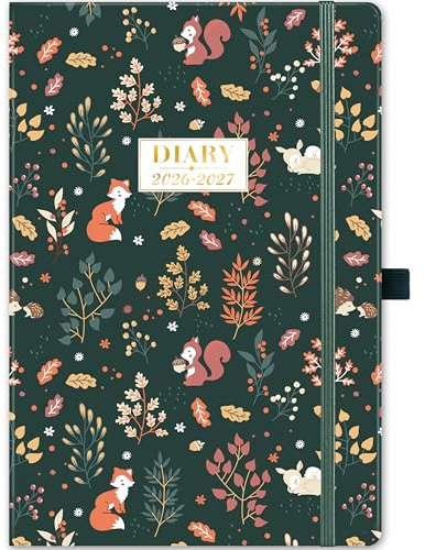 Academic Diary 2026-2027 from August 2026 to July 2027, 21.5 x15.5 x1.5 cm | Premium paper, Elastic Closure, Inner pocket, Ribbon page marker, Monthly tabs, Week to view layout, A5 size