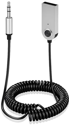 JiangZShangM Adaptador Aux para Auto, con Alimentación USB, Adaptador Aux Compacto para Calidad de Sonido Clara, Manos Libres y Streaming de Música para Conductores en Coche, Casa y en Movimiento