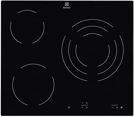 Electrolux EHF6232IOK Placa vitrocerámica de 60 cm y 3 zonas de cocción, Doble de 27 cm, Control táctil independiente, Bloqueo Seguridad, Indicador de calor residual, Negro