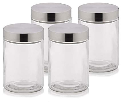 kela Glas Vorratsdosen mit Deckel BERA, 4 Stück, Vorratsglas 1,2 L, Meal Prep Boxen, Vorratsgläser Set rund, Glasbehälter mit Deckel