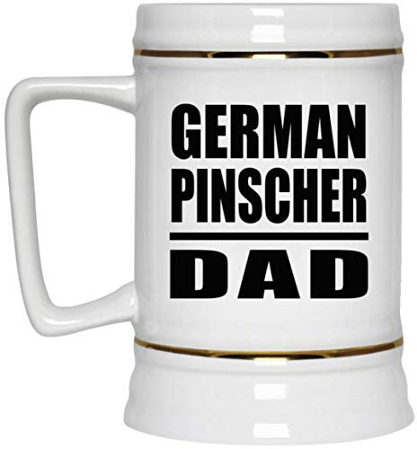 Designsify Gifts, German Pinscher Dad, 22oz Beer Stein Ceramic Tankard Mug with Handle for Freezer - for Birthday Anniversary Christmas Mothers Day Fathers Day Party, to Men Women Him Her Friend Mom