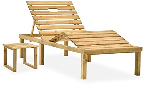 Tidyard Sonnenliege mit Tisch Beistelltisch Gartenliege Holzliege Liegestuhl Relaxliege Strandliege Liege Gartenmöbel Kiefernholz Imprägniert