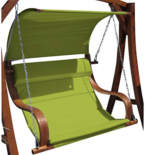 ASS Sitzbank Hängebank für Hollywoodschaukel SEAT MERU GRÜN aus Holz Lärche inkl. Dach (ohne Gestell!!)