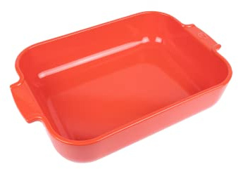 PEUGEOT - Rectangular Ceramic Baking Dish - 36 cm (including handles) x 22 cm x 6.8 cm - Capacity: 3.8 L - 6-7 Servings - 10 Year Guarantee - Made In France - Red Colour