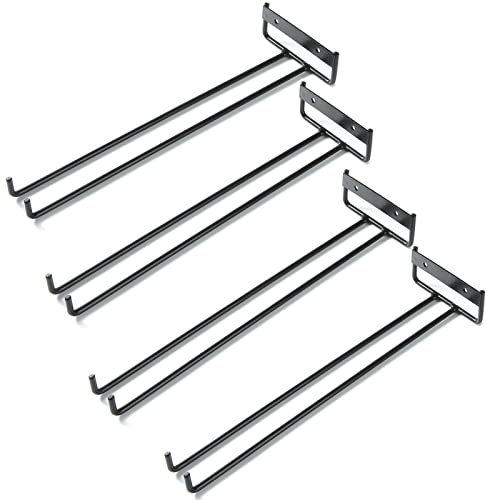 ASelected 4PCS Wine Glass Rack, Wall Mounted Hanging Wine Glass Hanging Rack, Metal Stemware Rack Under Cabinet, Black Shelf Wine Cup Display Stand for Cabinet and Bar,30CM, Black