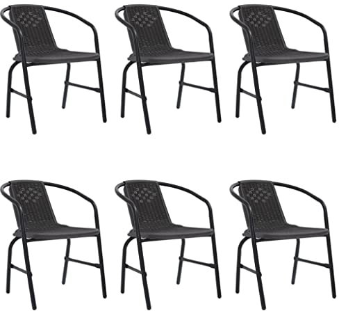 homiuse 62x55x74 cm Gartenstühle 6 STK. Rattan-Optik Kunststoff und Stahl 110 kg Gartenstuhl-Set Stapelstuhl Balkon Stuhl Gartenstühle Rattan Sessel Loungesessel für Garten Terrasse Komfortables