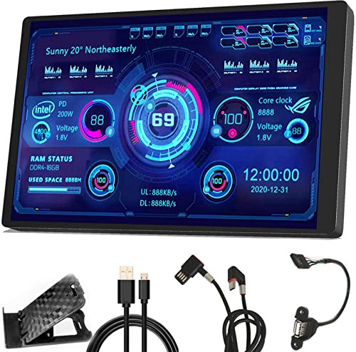 WOWNOVA PC Temperature Display, Computer Temp Monitor, ARGB Case, IPS USB Mini Screen, CPU RAM HDD Data Monitor