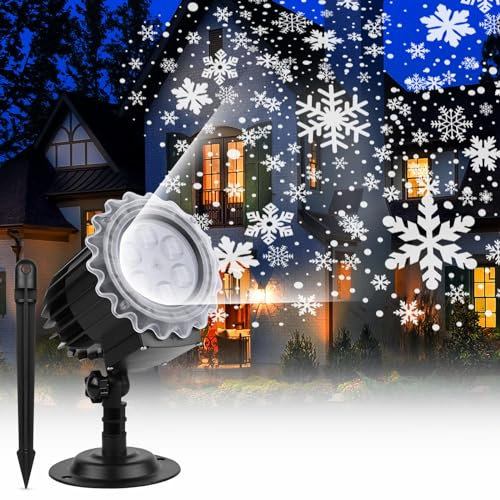 Proiettore Natalizio per Esterno, Luci Natale, Neve, Impermeabile IP44 (A)