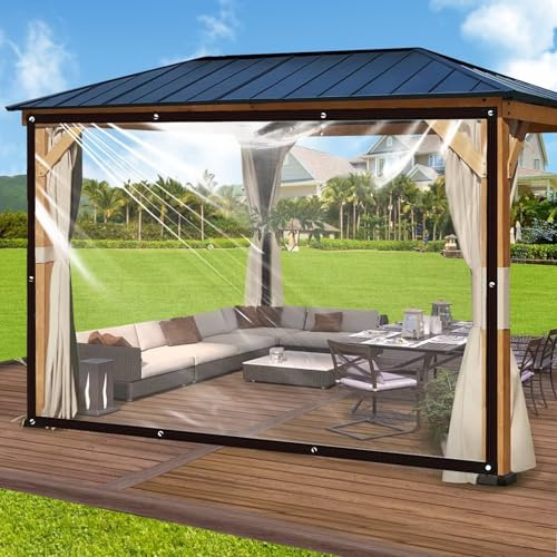 Plane Wasserdicht Transparent Mit öSen 3x4m, Plane Durchsichtig für AußEnbereich Abdeckplane Wasserdicht Transparent Durchsichtige für Terrasse Hühnerstall