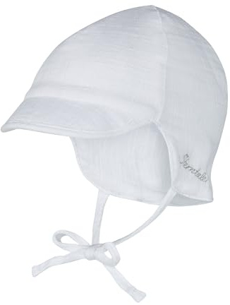 Sterntaler Schirmmütze Nacken Uni - Jungen Mütze mit kleinem Nackenschutz und Bindeband - Sommermütze aus luftigem Baumwoll Musselin - Sonnenhut - Baby und Kinder Kopfbedeckung