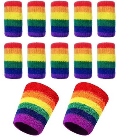 USHXVG 10 Pieces Rainbow Finger Guards, 2 Pieces Rainbow Wristbands, Finger Support Guards, Finger Protectors, Knuckle Protectors, Basketball Finger Guards, Finger Accessories