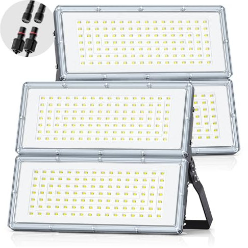 TOPAUBUB Focos de LED Exterior 200W 20000LM - Proyector LED Exterior 2 Piezas 6500K Blanco Frio IP66 Impermeable para Jardin Patio
