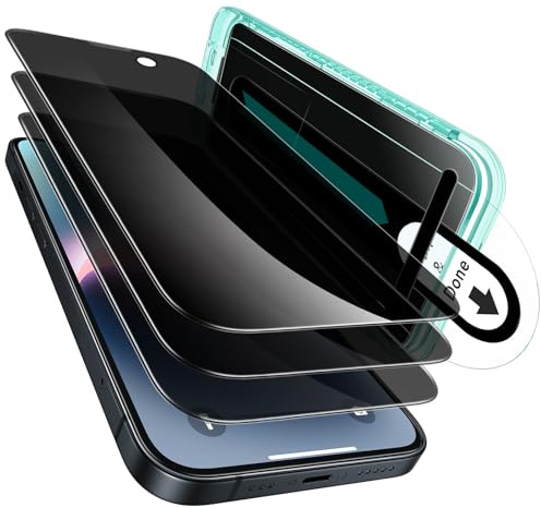 ESR 3 Stück für iPhone 17e/14/13 für Panzerglas Sichtschutz, FlawlessFit | Militärnorm-Schutz, 9H gehärtetes Glas, Anti-Spy, Displayschutzfolie für iPhone 17e/16e/14/13/13 Pro Schnellinstallation