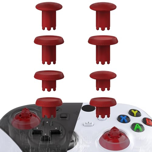 eXtremeRate ThumbsGear V3 Interchangeable Thumbsticks for Xbox Core Controller, 4 Height Adjustable Convex and Concave Grip Joysticks for Xbox One S/X/Elite, for Nintendo Switch Pro - Carmine Red