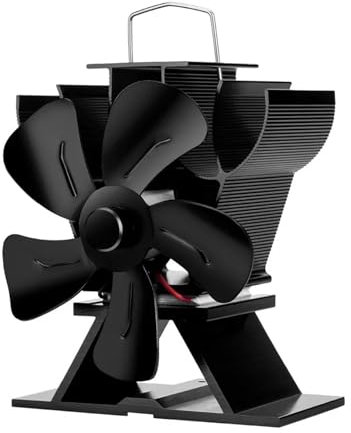 BTYQKZVPM,Stove Fan,Fireplace Stove Fans, 7 Blades 5 Blades Black Fireplace Fan Multifunction Log Wood Burner Ecological Efficient Home Heat Distribution Quiet Stove Fan(5 Blades Flat)
