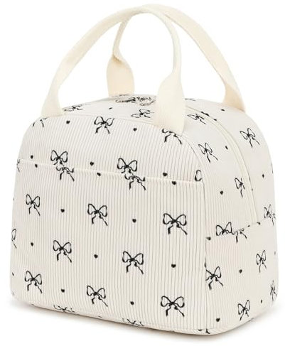 EurCross Chic Butterfly Bow Insulated Lunch Bag for Girls, Perfect for School Days, Commutes, Two-Meal Storage Space, Fits Bento Boxes, Round Containers, Uniquely Shaped Lunchboxes