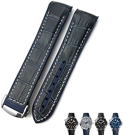 EKSIL Gummi-Lederarmband für Omega Seamaster 300 Speedmaster AT150 HydroConquest Sportarmband, 21 mm / 22 mm, 19 mm / 20 mm, 20 mm, Achat