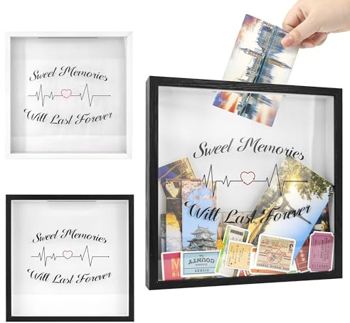 FramePro 30x30 3D Bilderrahmen Schattenbox mit Glasscheibe Ticketstummel Reise Abenteuer Archivbox Reise Liebe Schwarz