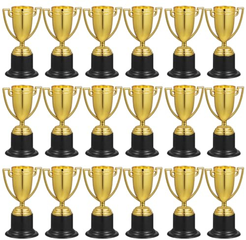 24 Pcs Pokale Kindergeburtstag GroßE Goldene Pokal GroßPackung Kindergeburtstag Kinder Mini Gold Trophäe Gsiegerpokal Zappeln Spielzeug Henkelpokal Mitgebsel Goldmedaille Mitgebsel