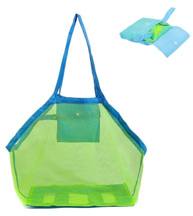 GeekerChip Sac Jouets Plage,Grand Sac en Maille,Sac en Maille,Sac en Filet Pliant,Maille Filet de Rangement Jouet,Léger Sac en Filet pour Natation Voyage de Plage (Vert)