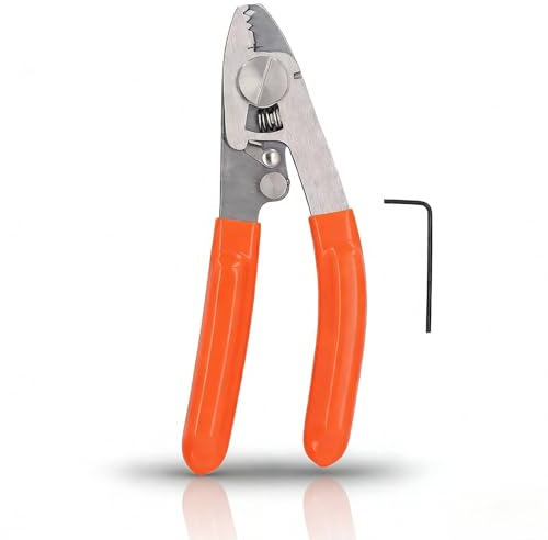 Telituny Pince Décapant Fibre Optique, G5 Pince à Dénuder en Acier Inoxydable, Pince Coupe Cable Multifonction, Portable Outil à Dénuder Réglable 6 Trous, pour Câbles Patch Pigtail Fibre Nue Kevlars