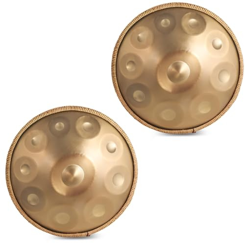 2er Pack Handpan Instrument,10 Töne 22 Zoll Zungentrommel Stahltrommel in D-Moll Kurd 432 HZ mit weicher Tasche, Harmonic Percussion,Trommelständer für Sound Healing (2er Pack 432Hz, 10-Ton)