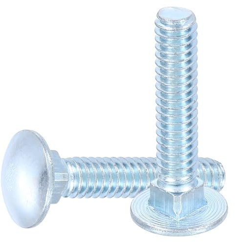 sourcing map 12Pcs 1/4-20x1-1/2 Carbon Steel Round Head Square Neck Screws Bolt Screw for Fastening Accessories - Silver