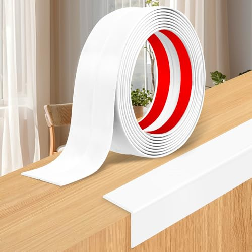 Zierleisten selbstklebend Weichsockelleiste flexible Kantenschutz Wand Winkelprofil Winkelleiste Wandleisten (Helles Weiß, 6cm×6m)