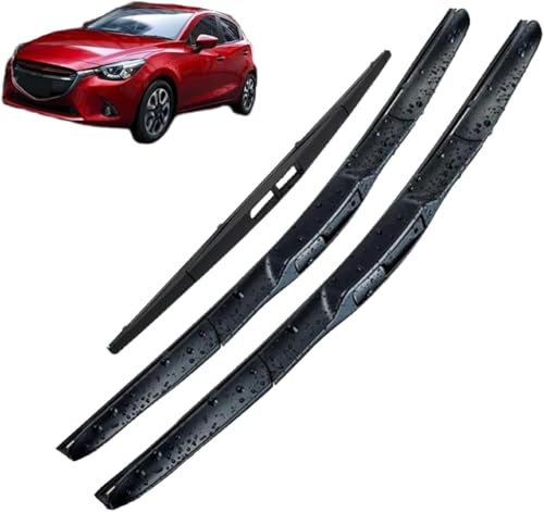 TANGTX Scheibenwischer Set für Mazda Demio 2 DJ DL 2014-2023 22+17+14, Wischer Vorne Hinten Wischer Set Windschutz Fenster Bürsten Scheibenwischern