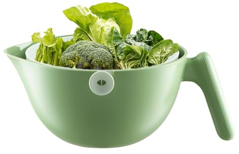 Scolapasta rotante per frutta, a doppio strato, per cucina, bacche, insalate, colino girevole per alimenti