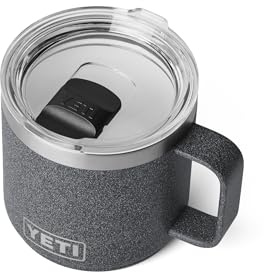 YETI Rambler 14 oz Ceramic Lined Stackable Mug, Black Stone-Textured | Double-Wall Vacuum Insulated, Stainless Steel with MagSlider Lid