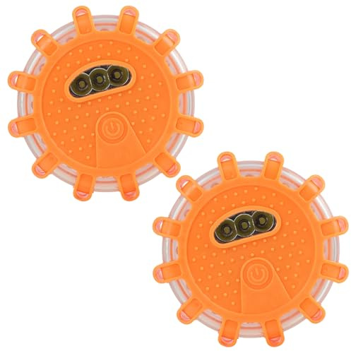 2 Pièces Lampes d’Avertissement LED Multifonctionnelles, Gyrophare avec Base Magnétique, panneaux de signalisation clignotants à led, 9 Modes de Clignotement pour Sécurité Routière et Urgences
