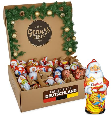 Genussleben Weihnachtsbox - Festliche Schokofiguren im Mix - 500 g - DAS Geschenk zu Weihnachten (Schokolade)