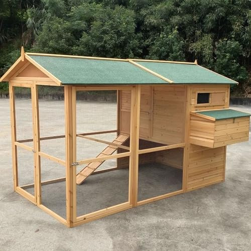 Outdoor Poultry Hutch with Waterproof Roof, Pull-out Tray, Ramp, Nesting Box, and Double Door Design for Chickens and Ducks