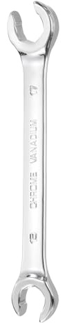 sourcing map Flare Nut Wrench 15mm x 17mm Metric Double Open End Thick Spanner Mirror Polish Finish 45# Steel Brake Line Wrench for Fuel Tube Hose Transmission Line, Silver