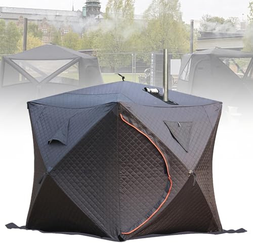 VNATWGOO Sauna Portatile per la Casa, Tenda Sauna da Esterno 180x180x210cm, Isolata e Calda con Foro per Camino per Uso Interno ed Esterno