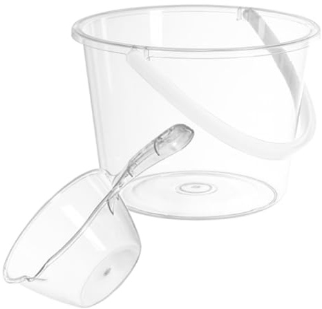 HONITANO Seau à Eau Transparent 2 Pièces avec Pelle, Grosse Capacité, Plastique Solide, Multi-Usages pour Salle de Bain, Dortoir et Usage Domestique